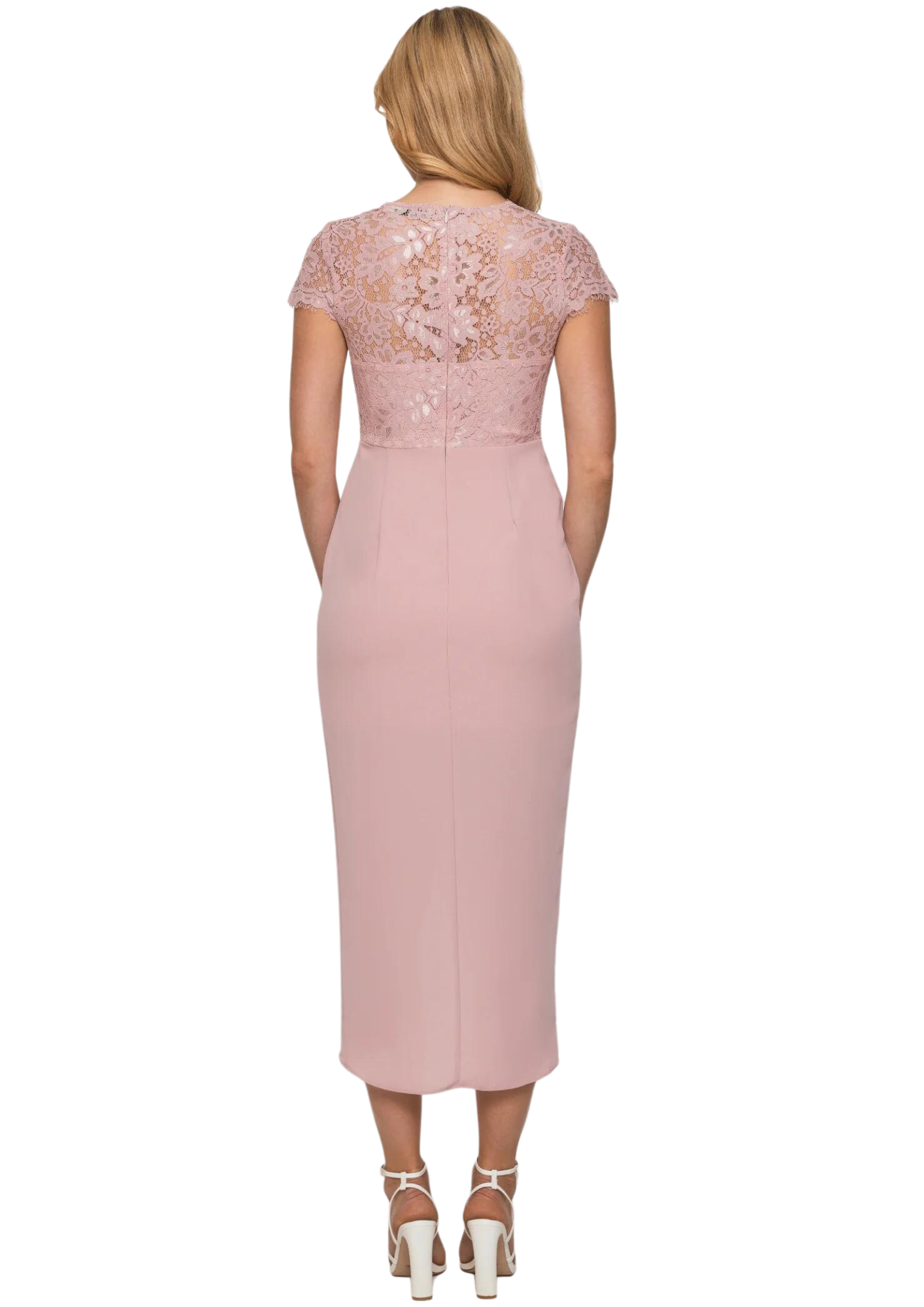 Asymmetric Hemline with Embroidery Lace Top - Blush