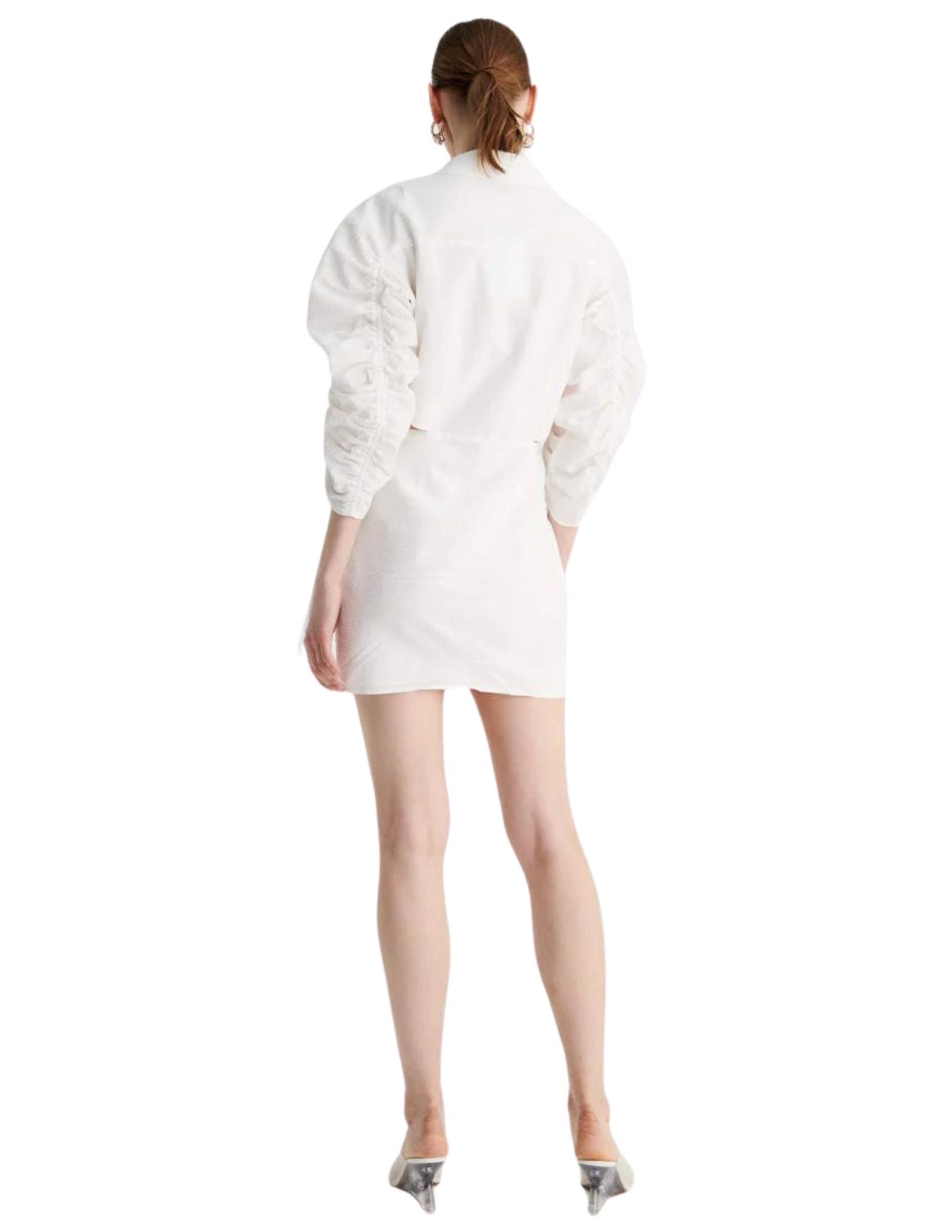 Bentley Gathered Box Sleeve Mini Dress - White