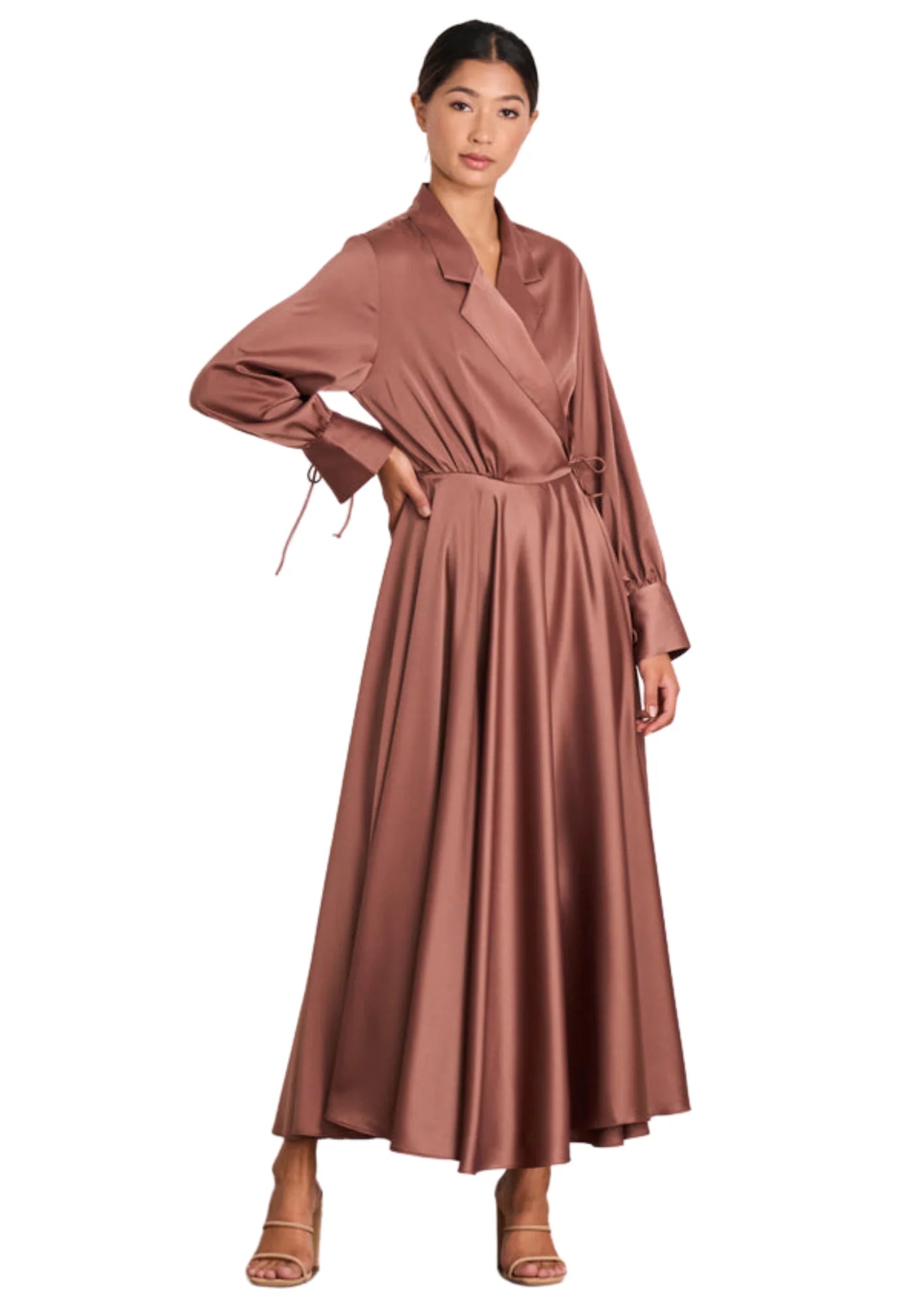 Seeker Wrap Midi Dress - Mohogany