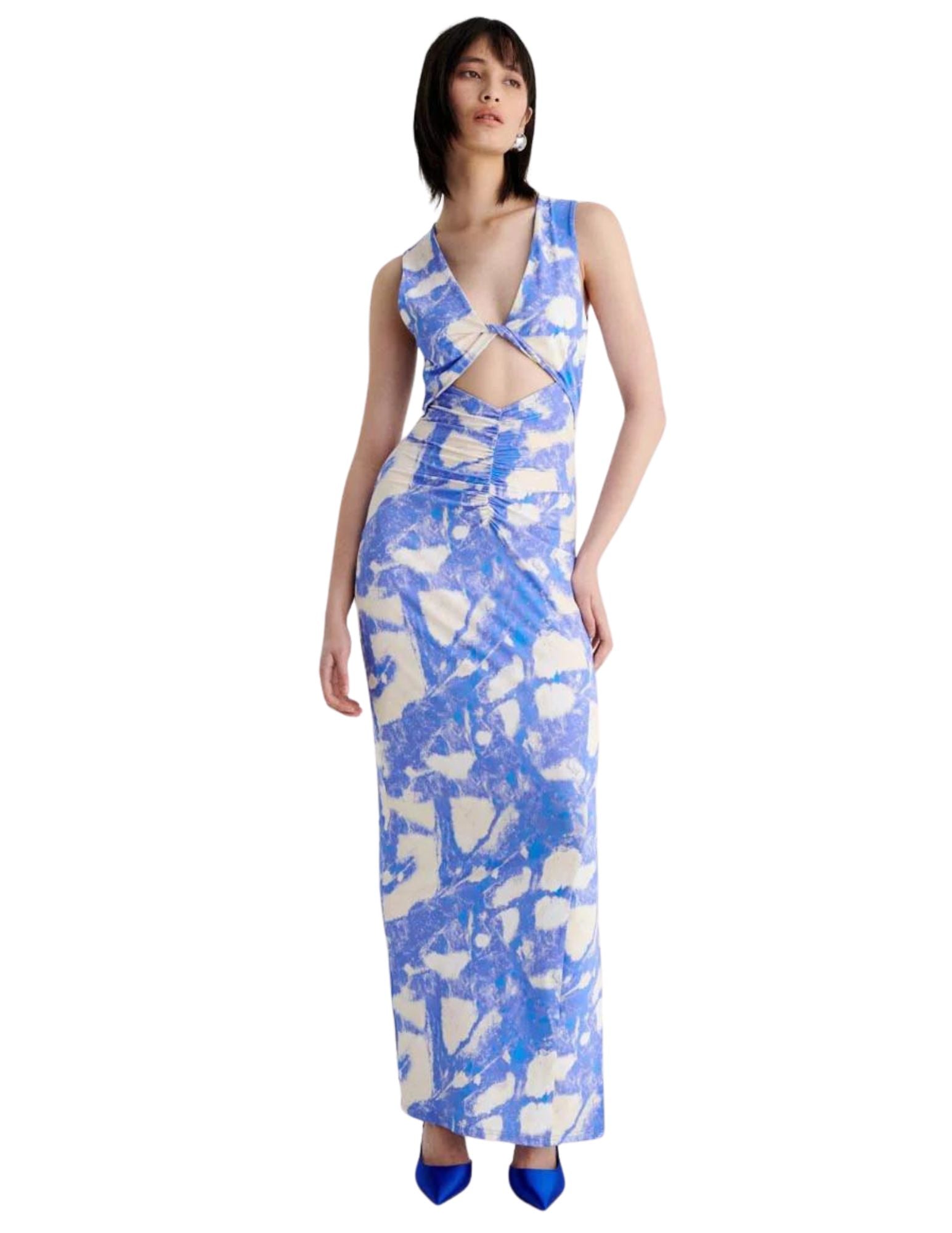 Marble Reversible Twist Maxi Dress - Blue