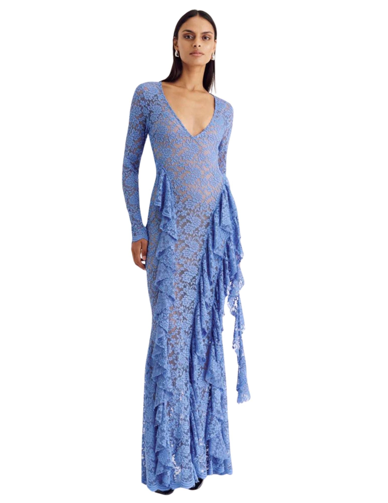 Gemma Lace Long Sleeve Maxi - Blue Lace