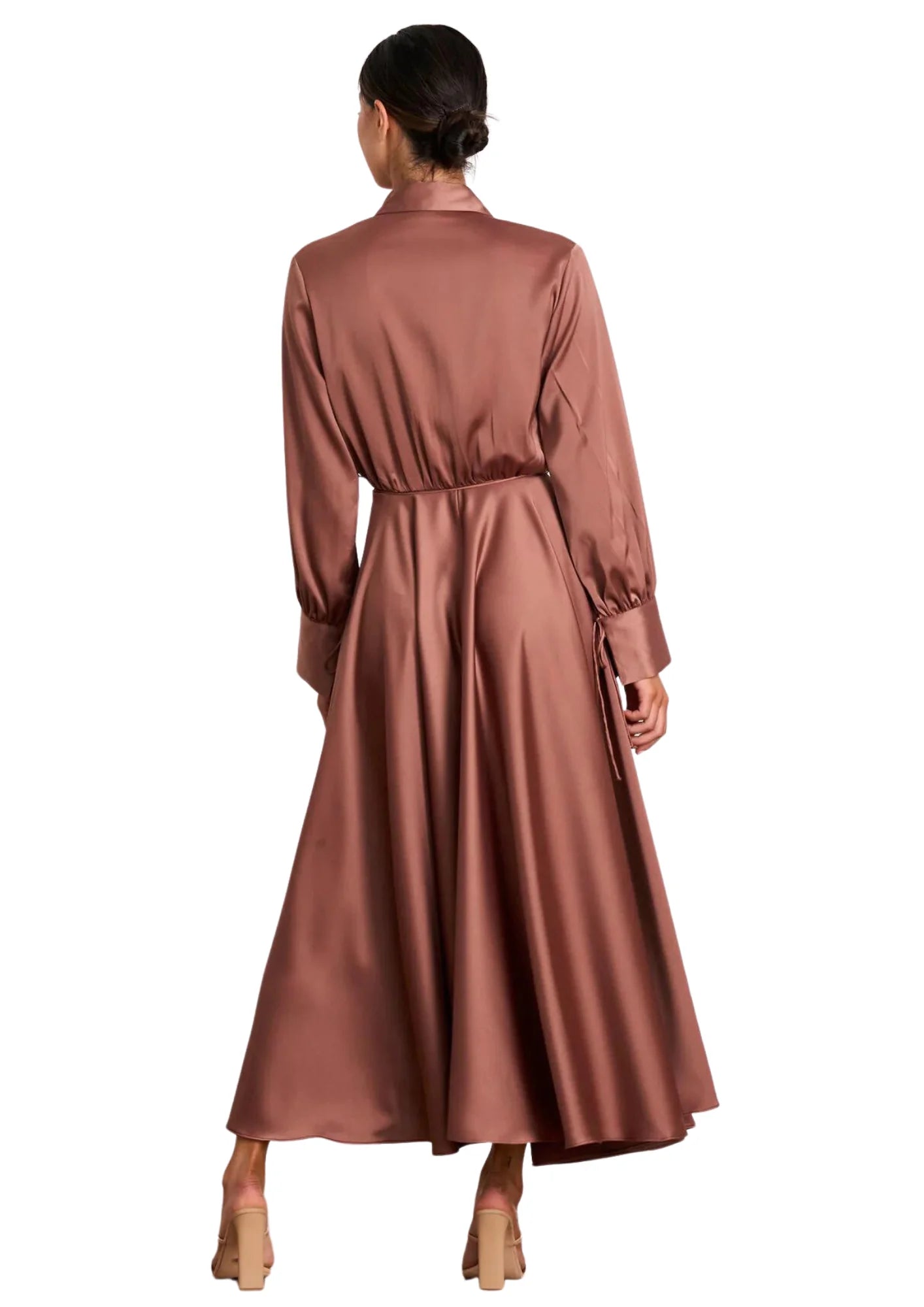 Seeker Wrap Midi Dress - Mohogany