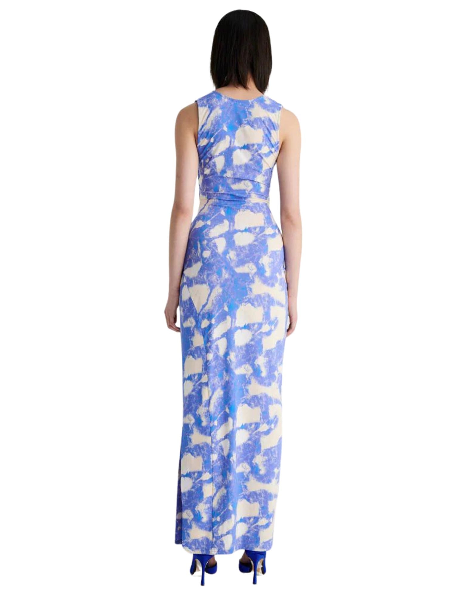 Marble Reversible Twist Maxi Dress - Blue