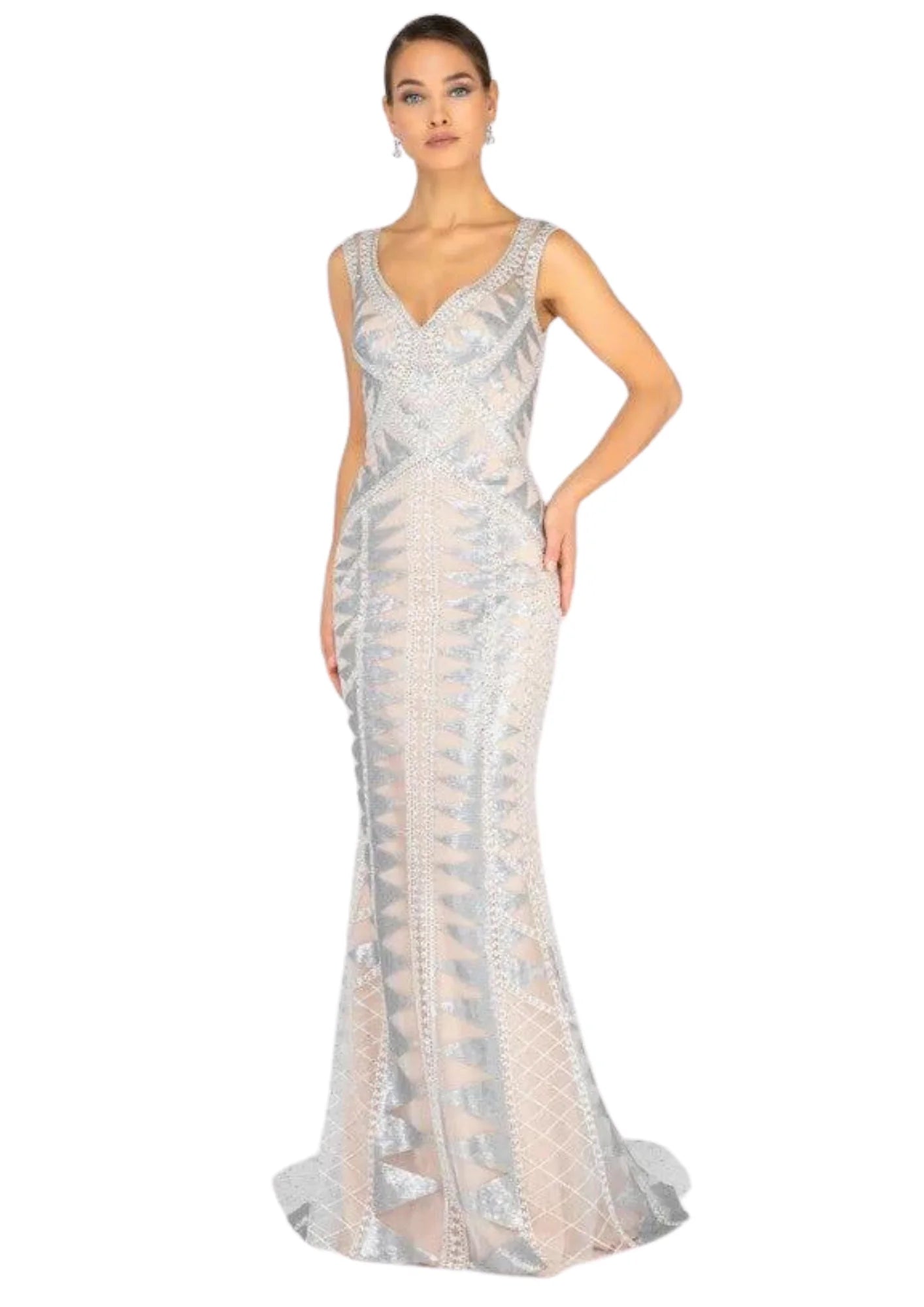 Justine Gown - Tan/Silver Shimmer