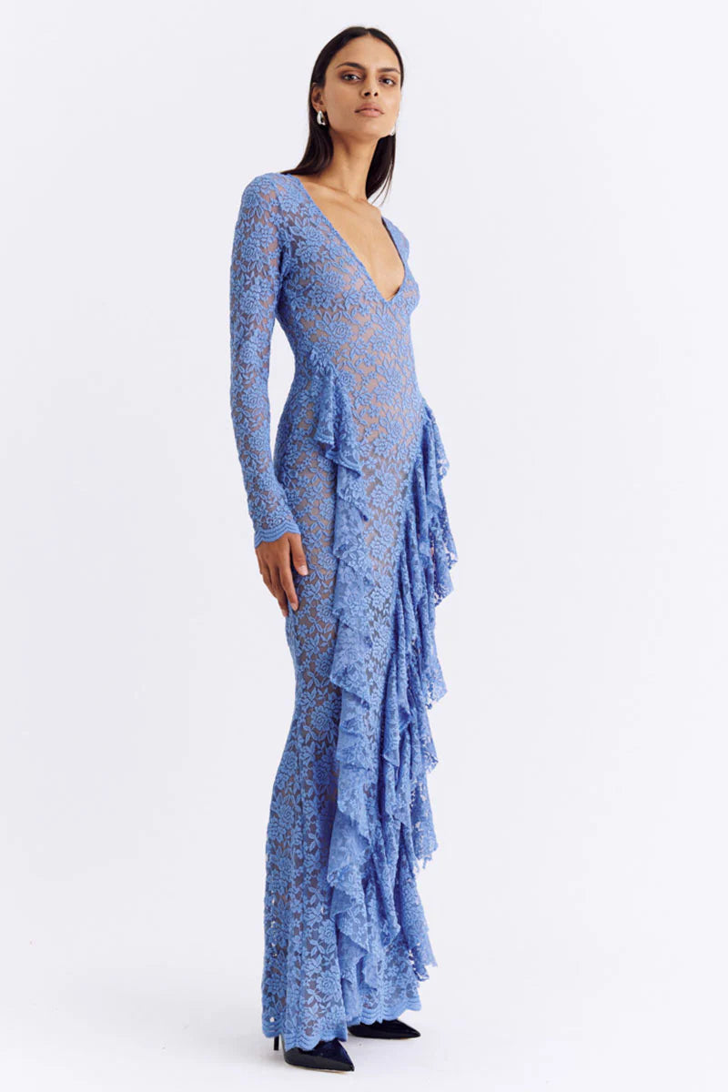 Gemma Lace Long Sleeve Maxi - Blue Lace