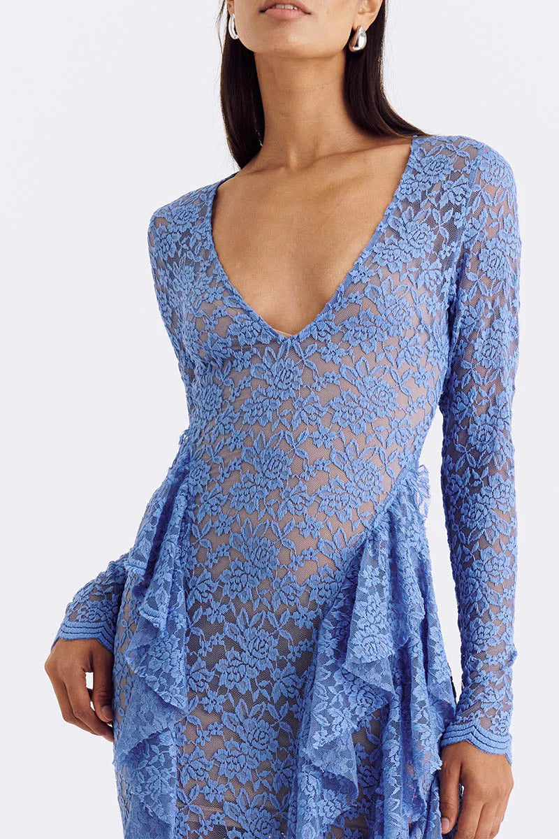 Gemma Lace Long Sleeve Maxi - Blue Lace