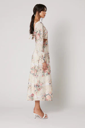 Laurel Midi Dress - Cream Floral
