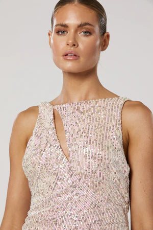 Kiama Backless Dress - Blush Sequin