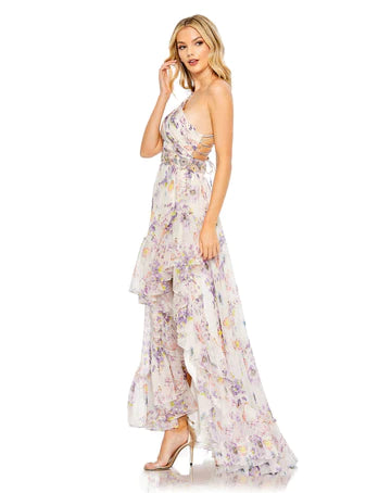 Macey Dress - White/Purple Floral