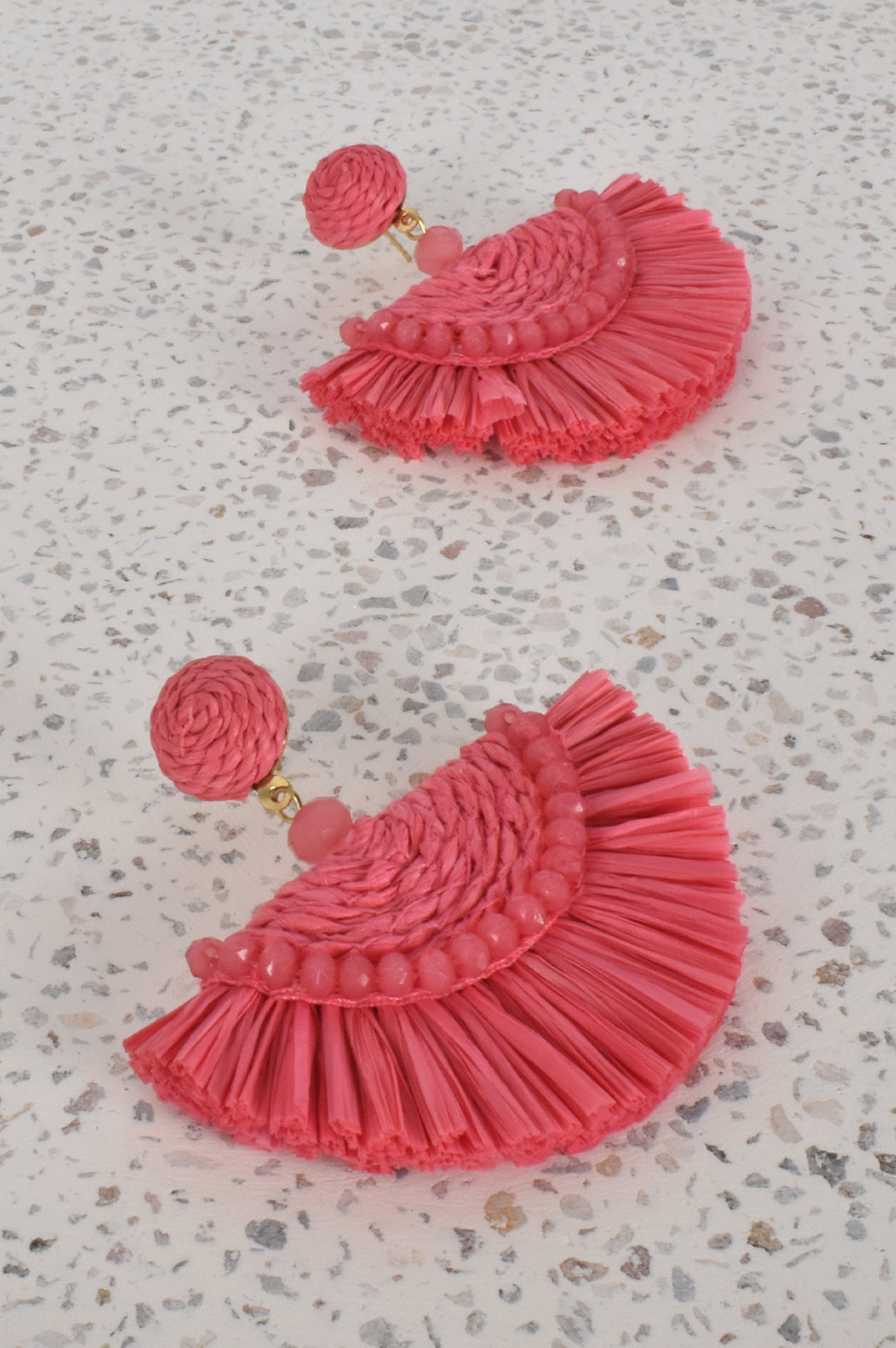 Zia Mini Fringe Earrings - Pink/Gold