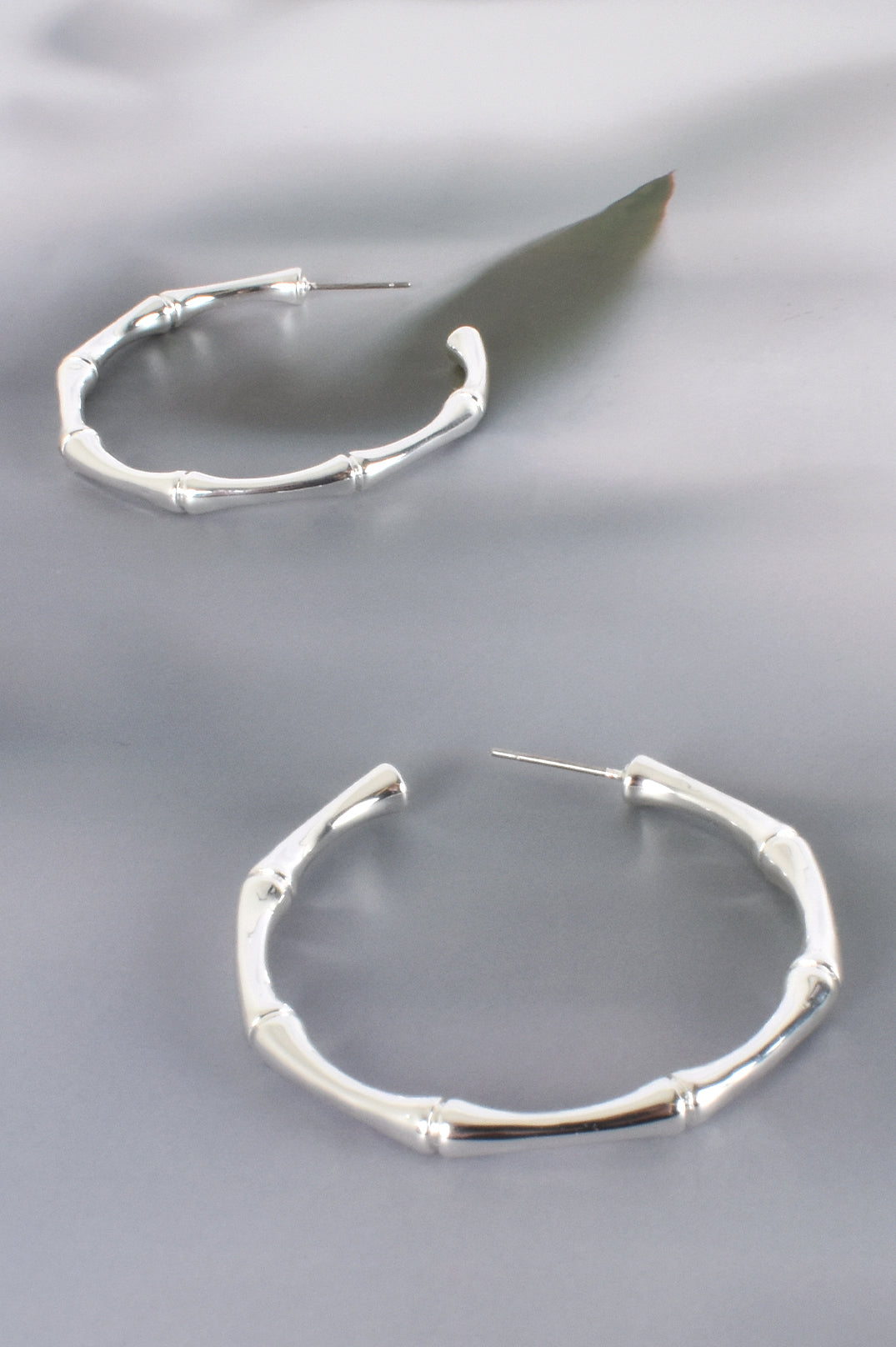 Frankie Metal Bamboo Shape Hoops - Silver