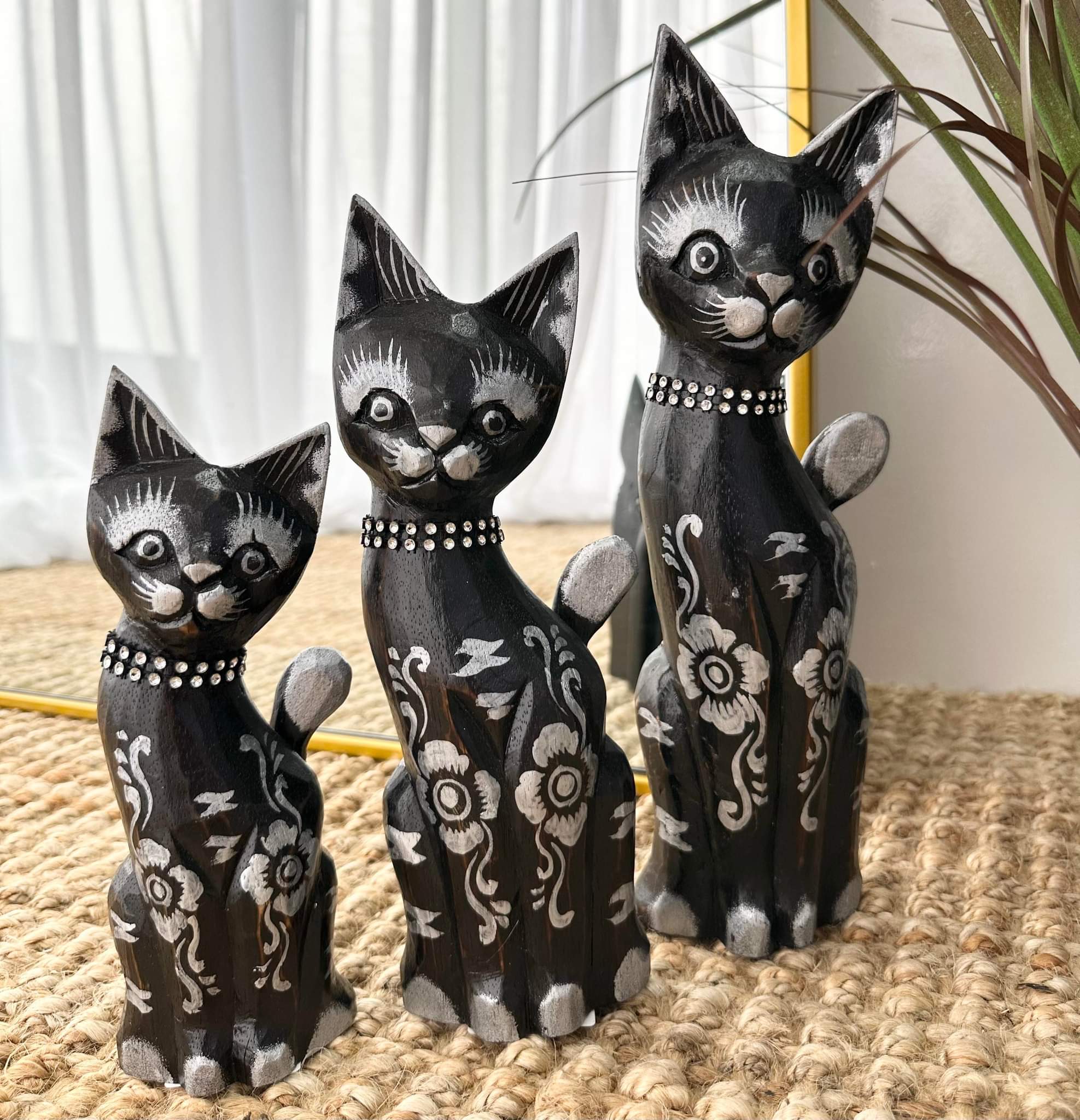 Antique Brown Cats Small Set of 3